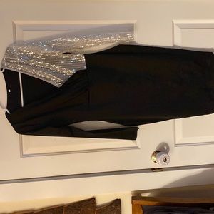 Long sleeved v-neck sequined maxi dress